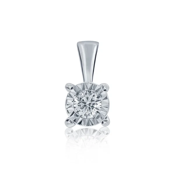 PLATINUM SINGLE STONE MIRACLE PLATE DIAMOND PENDANT 0.10CT